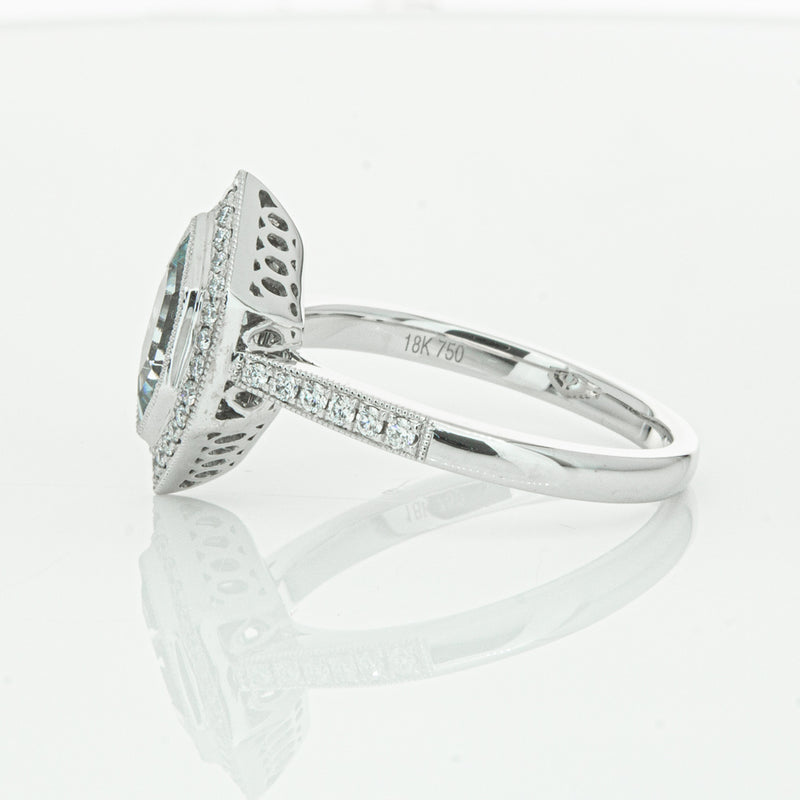 18ct White Gold Aquamarine & Diamond Ring-Ring-Walker & Hall