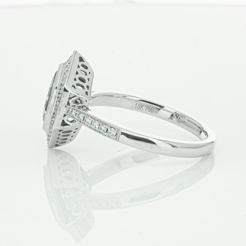 18ct White Gold Aquamarine & Diamond Ring-Ring-Walker & Hall