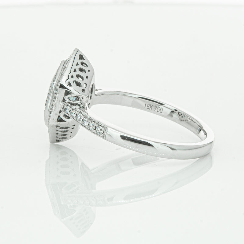 18ct White Gold Aquamarine & Diamond Ring-Ring-Walker & Hall