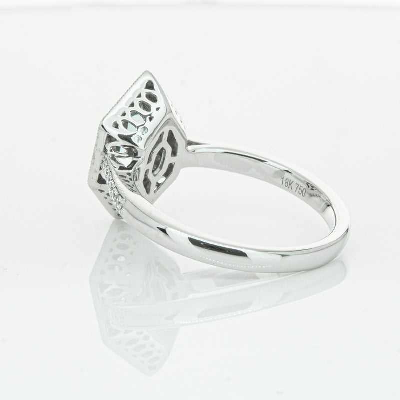 18ct White Gold Aquamarine & Diamond Ring-Ring-Walker & Hall