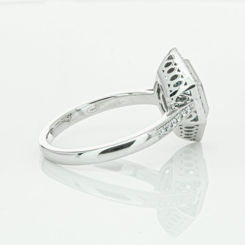 18ct White Gold Aquamarine & Diamond Ring-Ring-Walker & Hall