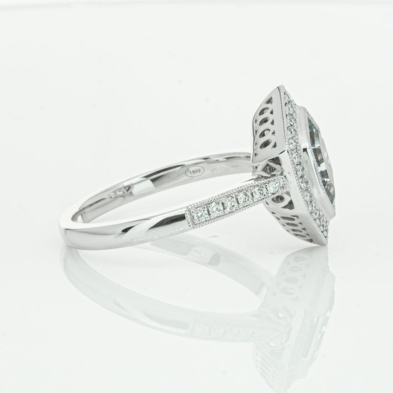 18ct White Gold Aquamarine & Diamond Ring-Ring-Walker & Hall