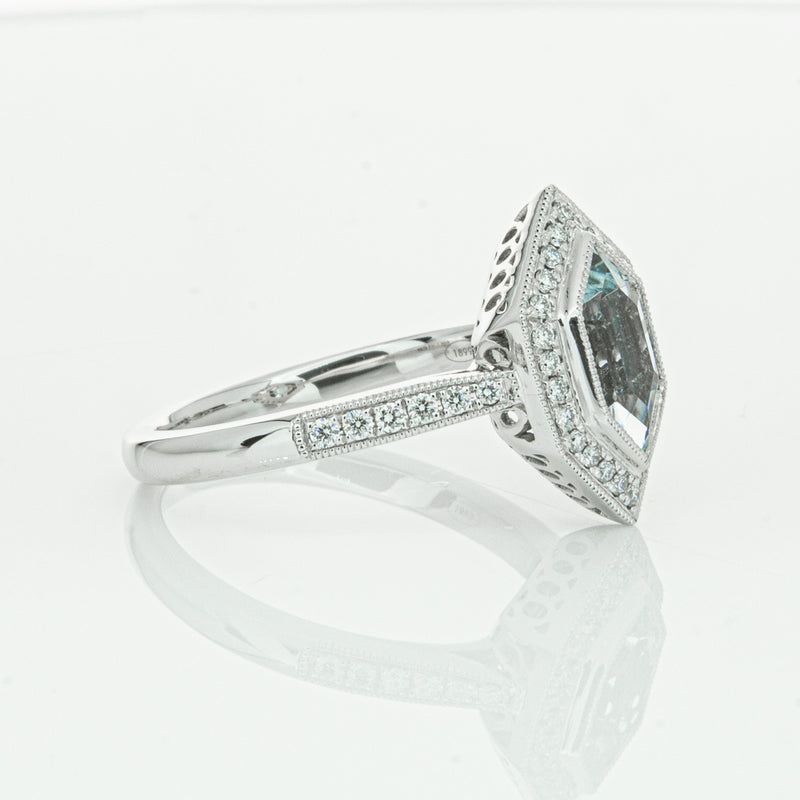 18ct White Gold Aquamarine & Diamond Ring-Ring-Walker & Hall