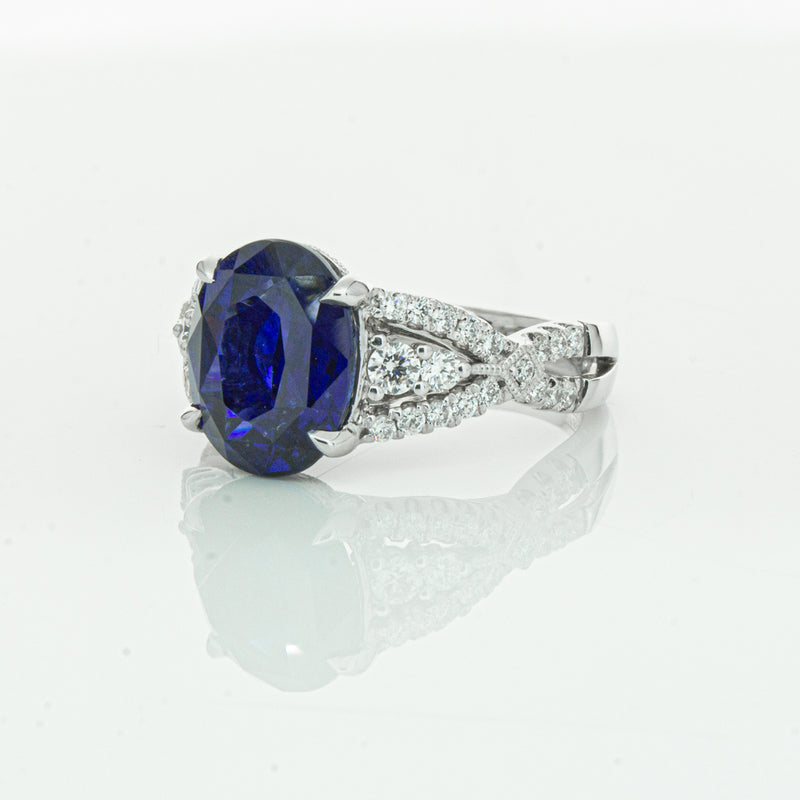 18ct White Gold Sapphire & Diamond Ring-Ring-Walker & Hall