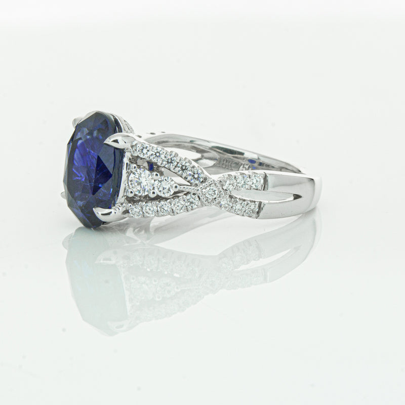 18ct White Gold Sapphire & Diamond Ring-Ring-Walker & Hall