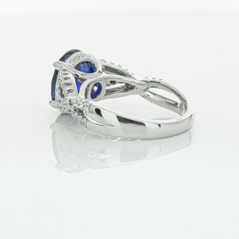 18ct White Gold Sapphire & Diamond Ring-Ring-Walker & Hall