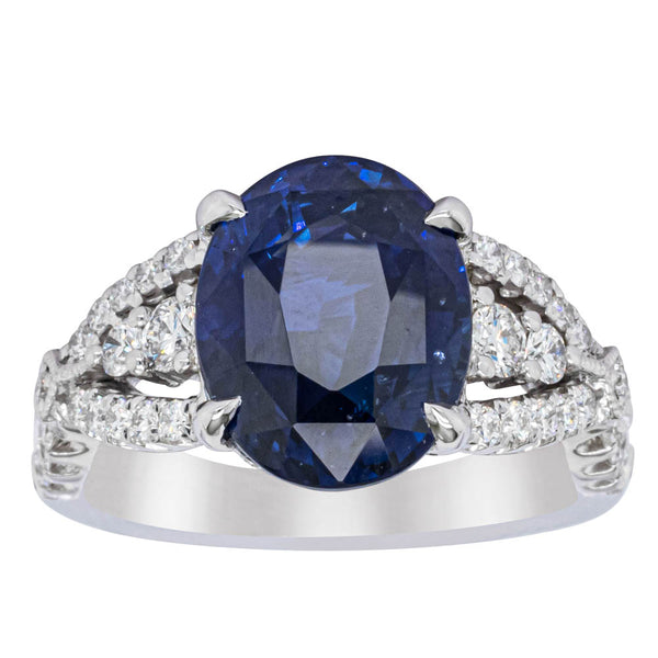 18ct White Gold 5.71ct Sapphire & Diamond Ring - Ring - Walker & Hall