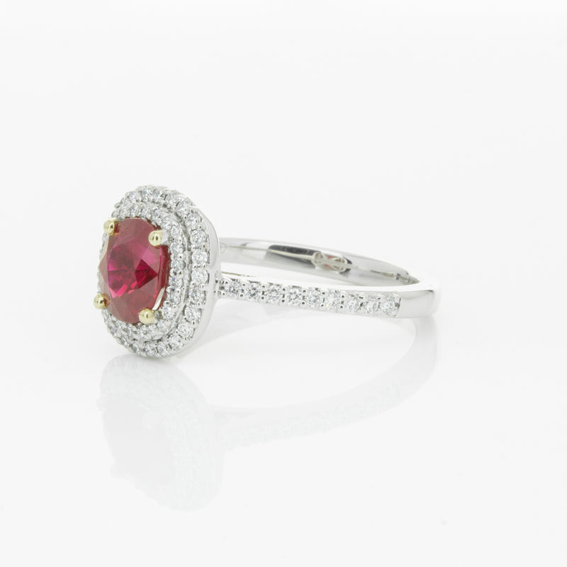 18ct White Gold 1.35ct Ruby & Diamond Rosa Ring-Ring-Walker & Hall