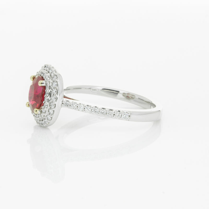18ct White Gold 1.35ct Ruby & Diamond Rosa Ring-Ring-Walker & Hall