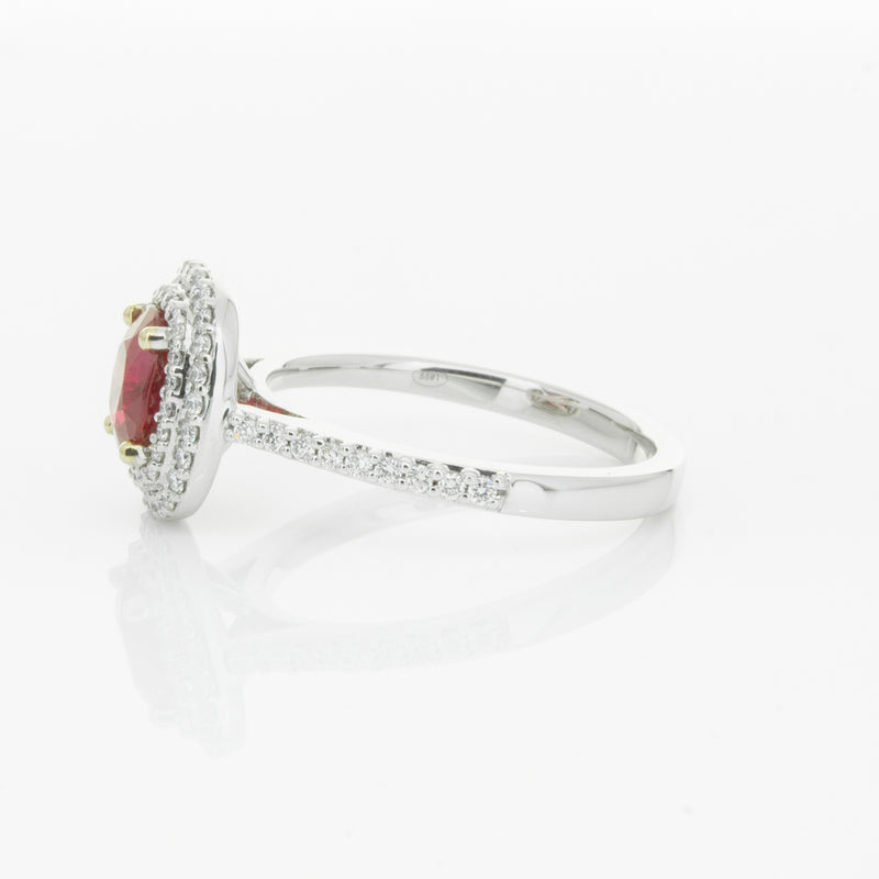 18ct White Gold 1.35ct Ruby & Diamond Rosa Ring-Ring-Walker & Hall