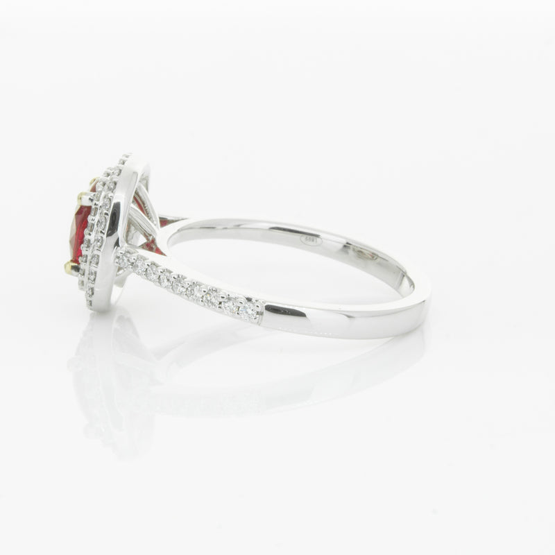 18ct White Gold 1.35ct Ruby & Diamond Rosa Ring-Ring-Walker & Hall