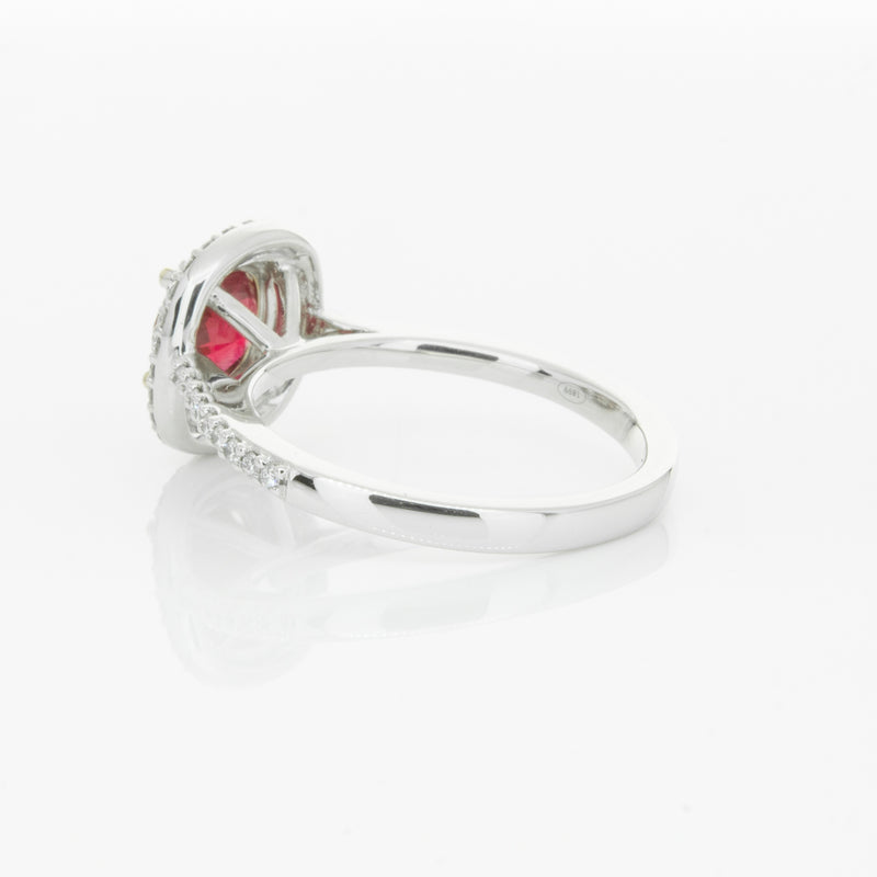 18ct White Gold 1.35ct Ruby & Diamond Rosa Ring-Ring-Walker & Hall