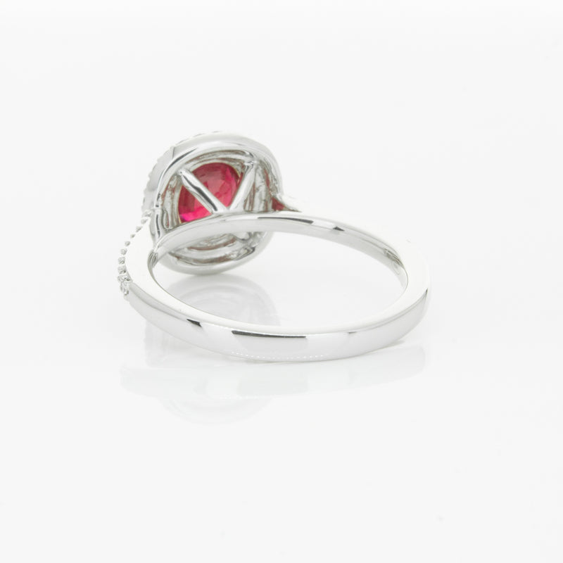 18ct White Gold 1.35ct Ruby & Diamond Rosa Ring-Ring-Walker & Hall
