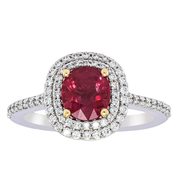 18ct White Gold 1.35ct Ruby & Diamond Rosa Ring - Ring - Walker & Hall