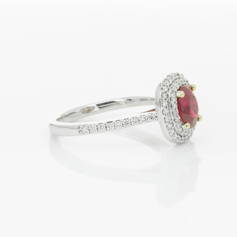 18ct White Gold 1.35ct Ruby & Diamond Rosa Ring-Ring-Walker & Hall