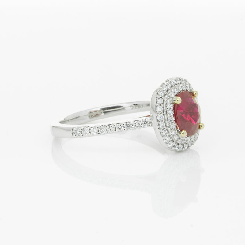 18ct White Gold 1.35ct Ruby & Diamond Rosa Ring-Ring-Walker & Hall