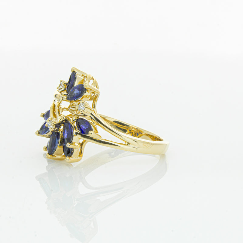 18ct Yellow Gold Sapphire & Diamond Ring-Ring-Walker & Hall