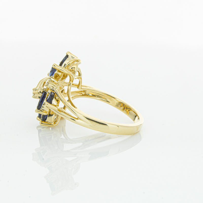 18ct Yellow Gold Sapphire & Diamond Ring-Ring-Walker & Hall