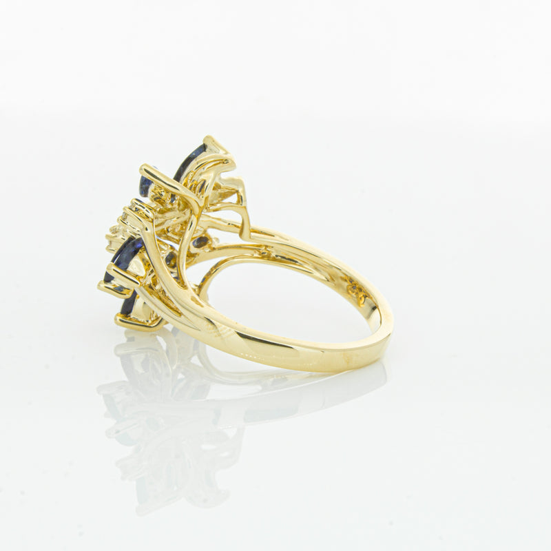 18ct Yellow Gold Sapphire & Diamond Ring-Ring-Walker & Hall