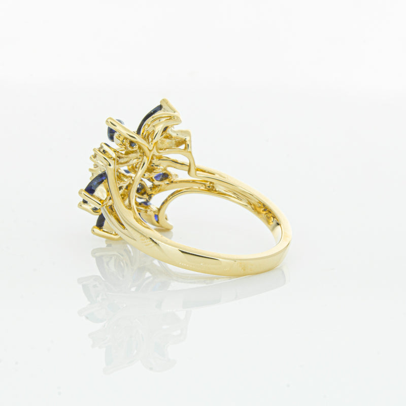 18ct Yellow Gold Sapphire & Diamond Ring-Ring-Walker & Hall