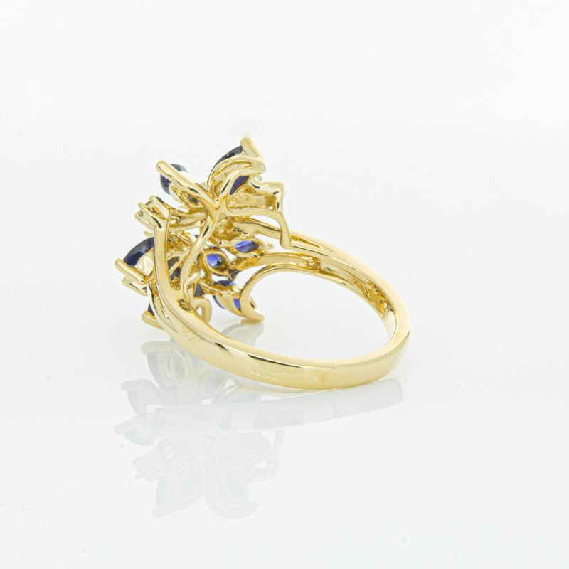 18ct Yellow Gold Sapphire & Diamond Ring-Ring-Walker & Hall