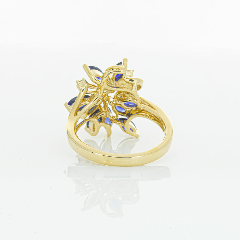 18ct Yellow Gold Sapphire & Diamond Ring-Ring-Walker & Hall