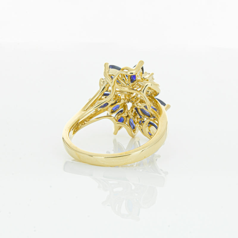 18ct Yellow Gold Sapphire & Diamond Ring-Ring-Walker & Hall