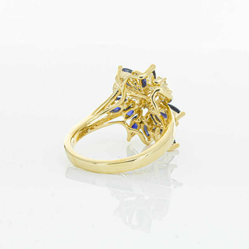 18ct Yellow Gold Sapphire & Diamond Ring-Ring-Walker & Hall