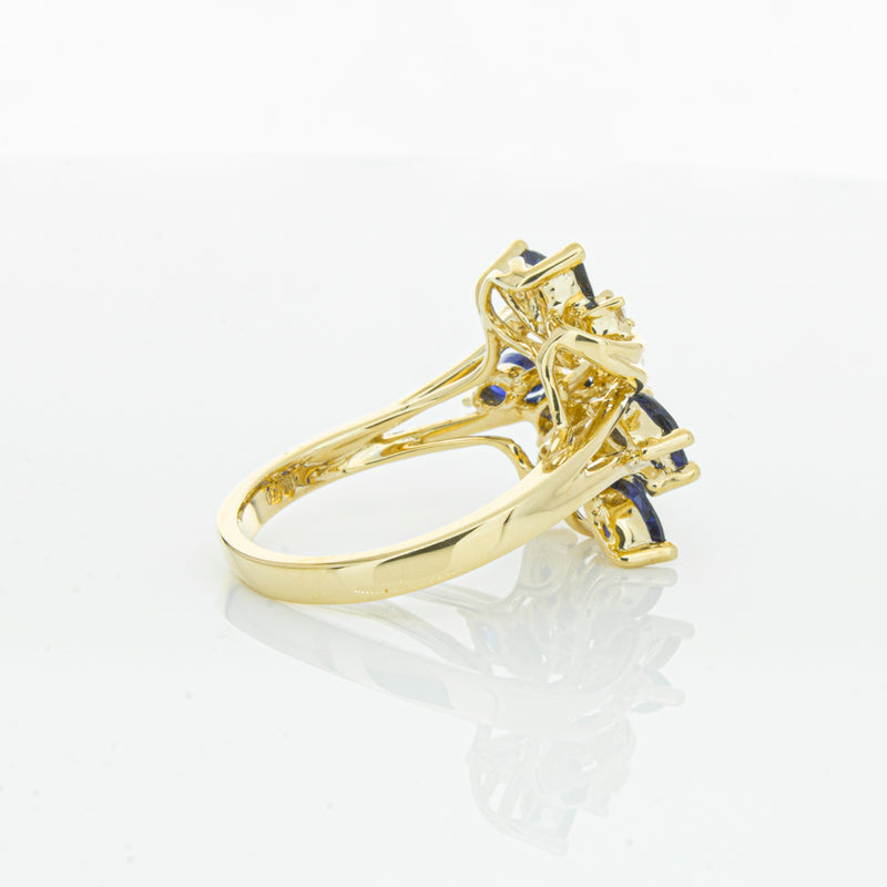 18ct Yellow Gold Sapphire & Diamond Ring-Ring-Walker & Hall