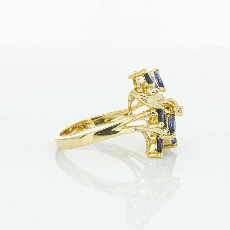 18ct Yellow Gold Sapphire & Diamond Ring-Ring-Walker & Hall