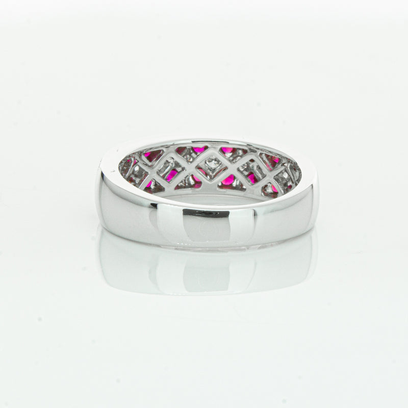 18ct White Gold Ruby & Diamond Honour Band-Ring-Walker & Hall