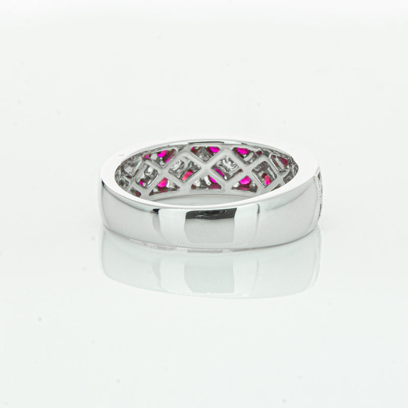 18ct White Gold Ruby & Diamond Honour Band-Ring-Walker & Hall