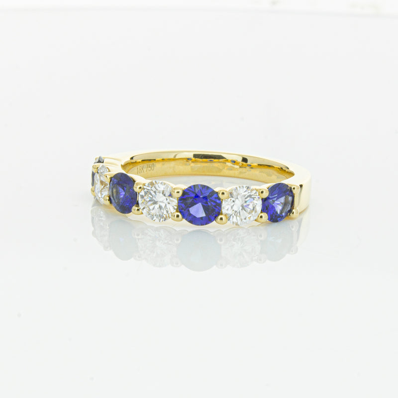 18ct Yellow Gold 1.19ct Sapphire & Diamond Panorama Ring-Ring-Walker & Hall