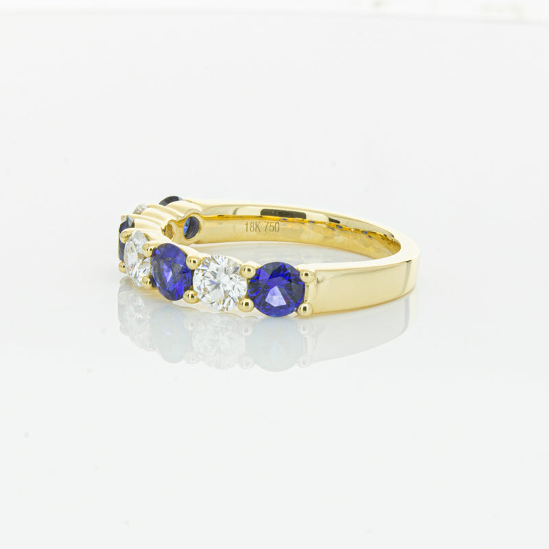 18ct Yellow Gold 1.19ct Sapphire & Diamond Panorama Ring-Ring-Walker & Hall