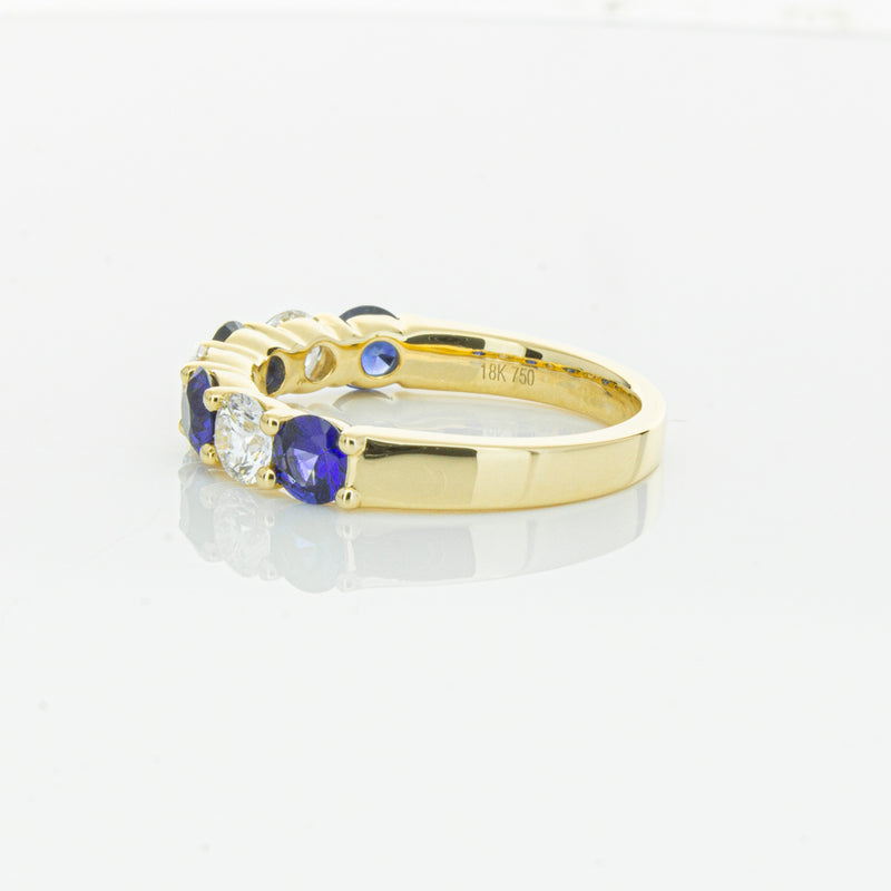 18ct Yellow Gold 1.19ct Sapphire & Diamond Panorama Ring-Ring-Walker & Hall