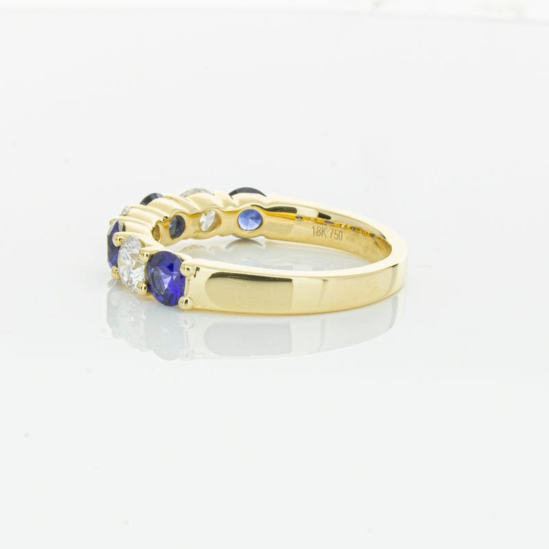 18ct Yellow Gold 1.19ct Sapphire & Diamond Panorama Ring-Ring-Walker & Hall
