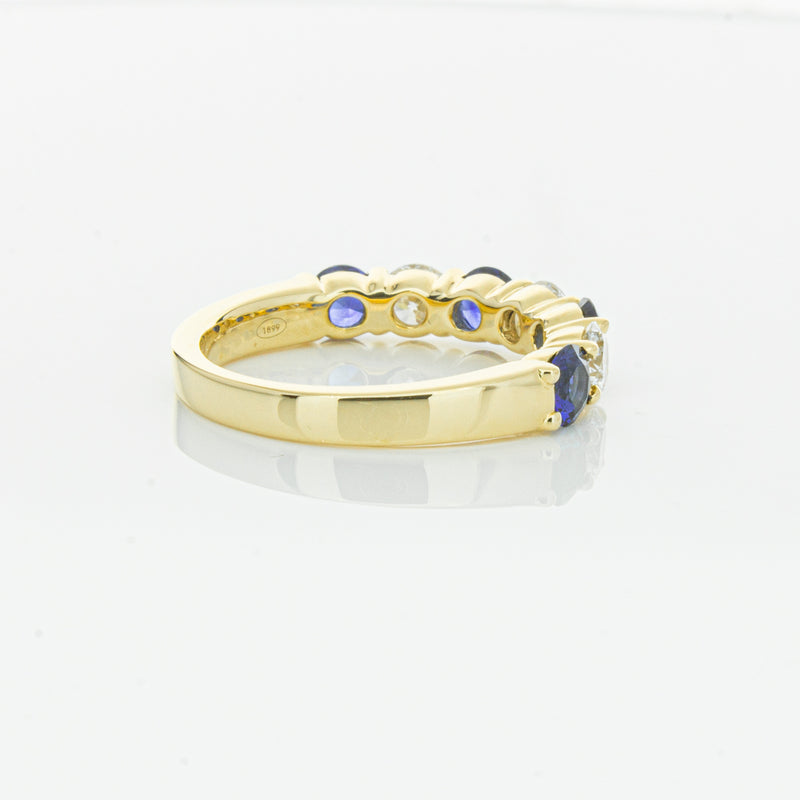 18ct Yellow Gold 1.19ct Sapphire & Diamond Panorama Ring-Ring-Walker & Hall