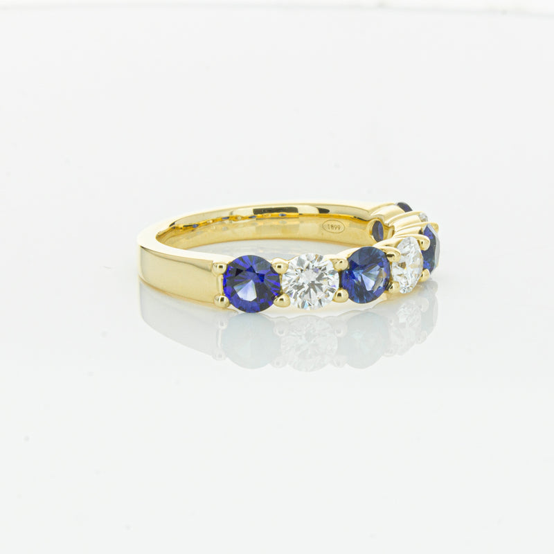 18ct Yellow Gold 1.19ct Sapphire & Diamond Panorama Ring-Ring-Walker & Hall