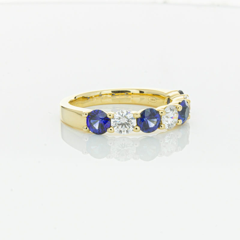18ct Yellow Gold 1.19ct Sapphire & Diamond Panorama Ring-Ring-Walker & Hall