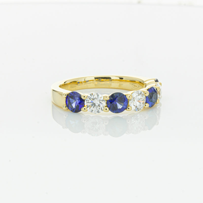 18ct Yellow Gold 1.19ct Sapphire & Diamond Panorama Ring-Ring-Walker & Hall