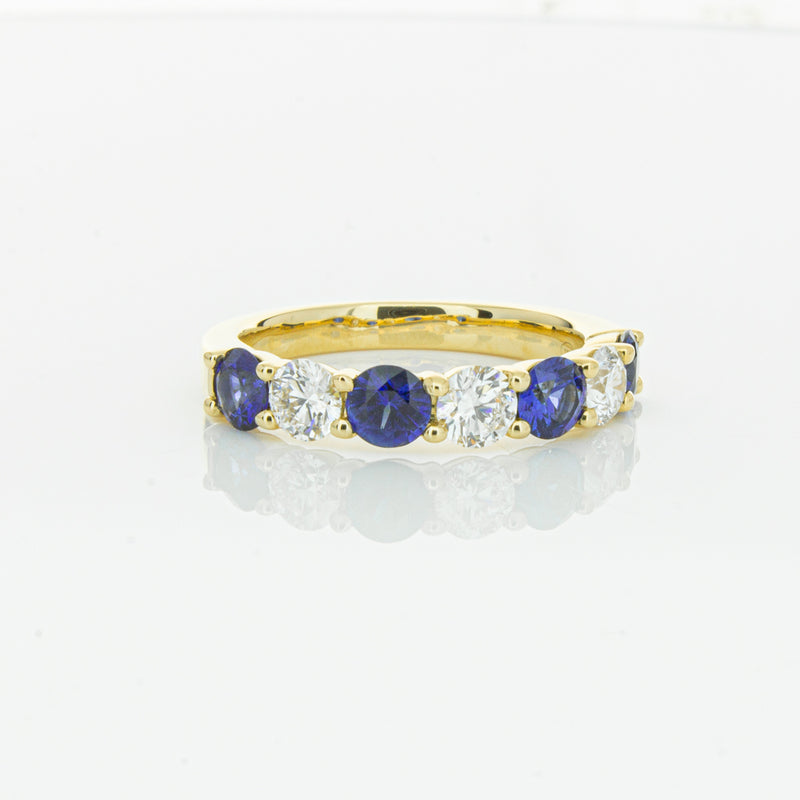 18ct Yellow Gold 1.19ct Sapphire & Diamond Panorama Ring-Ring-Walker & Hall