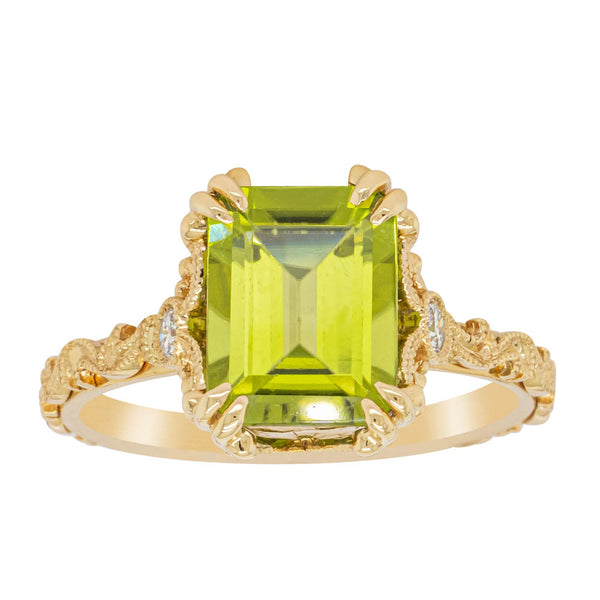 18ct Yellow Gold 2.37ct Peridot & Diamond Romanov Ring - Ring - Walker & Hall
