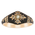 Vintage 13ct Rose Gold Enamel, Pearl & Diamond Ring - Ring - Walker & Hall