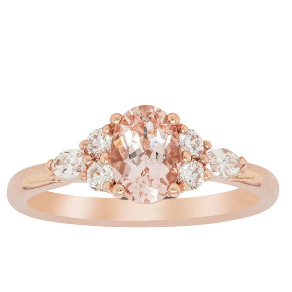 18ct Rose Gold .71ct Morganite & Diamond Oriana Ring - Ring - Walker & Hall