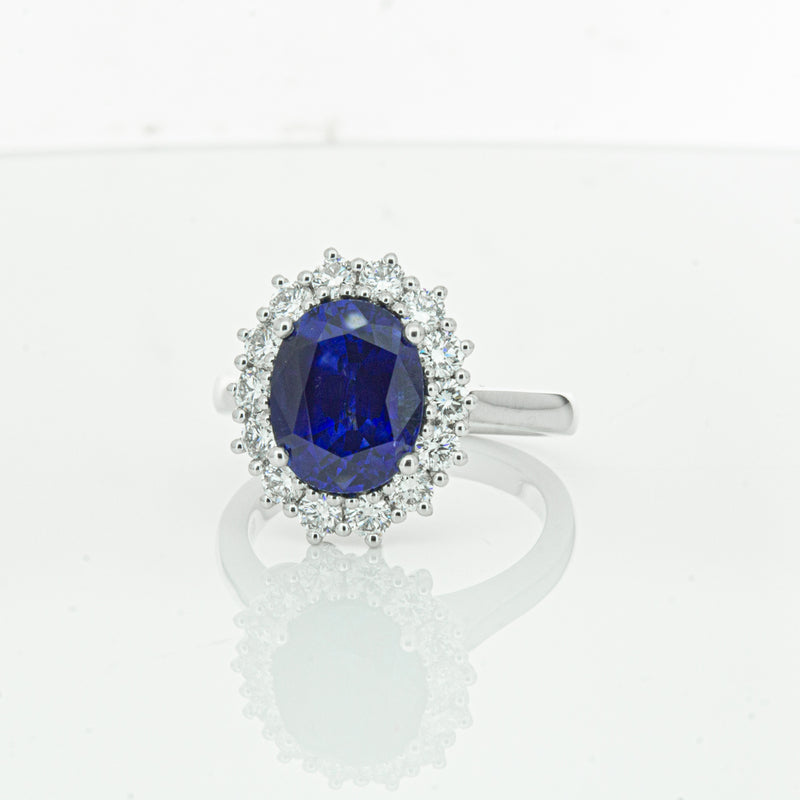 18ct White Gold Sapphire & Diamond Ring-Ring-Walker & Hall
