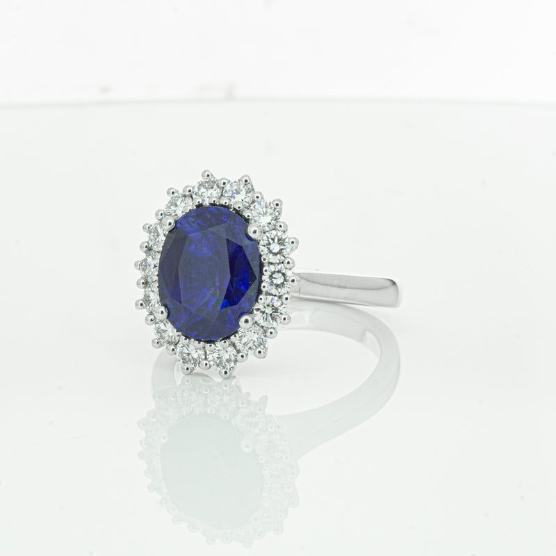 18ct White Gold Sapphire & Diamond Ring-Ring-Walker & Hall