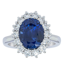 18ct White Gold 4.27ct Sapphire & Diamond Ring - Ring - Walker & Hall