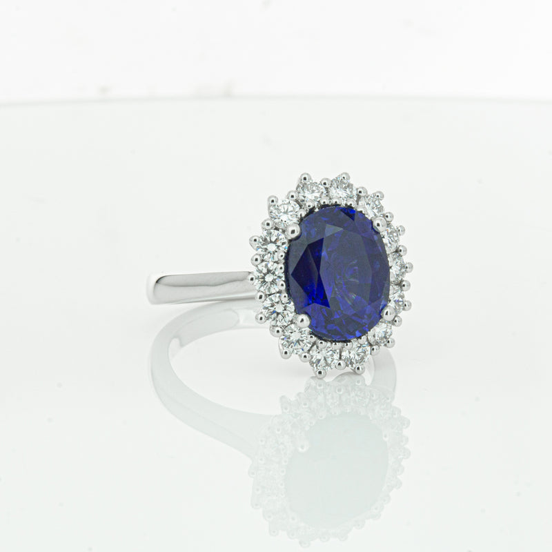 18ct White Gold Sapphire & Diamond Ring-Ring-Walker & Hall