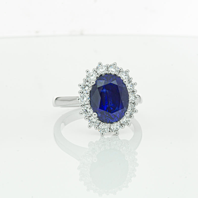 18ct White Gold Sapphire & Diamond Ring-Ring-Walker & Hall