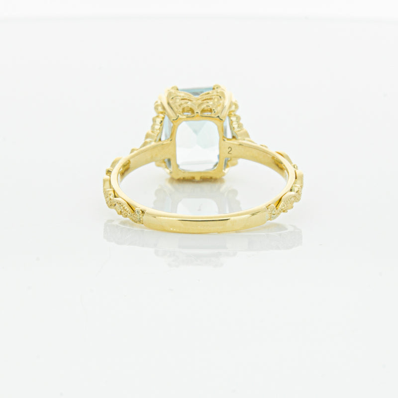 18ct Yellow Gold Aquamarine & Diamond Romanov Ring-Ring-Walker & Hall